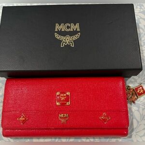 EUC MCM Leather Long Wallet with Charms, MCM Box Included